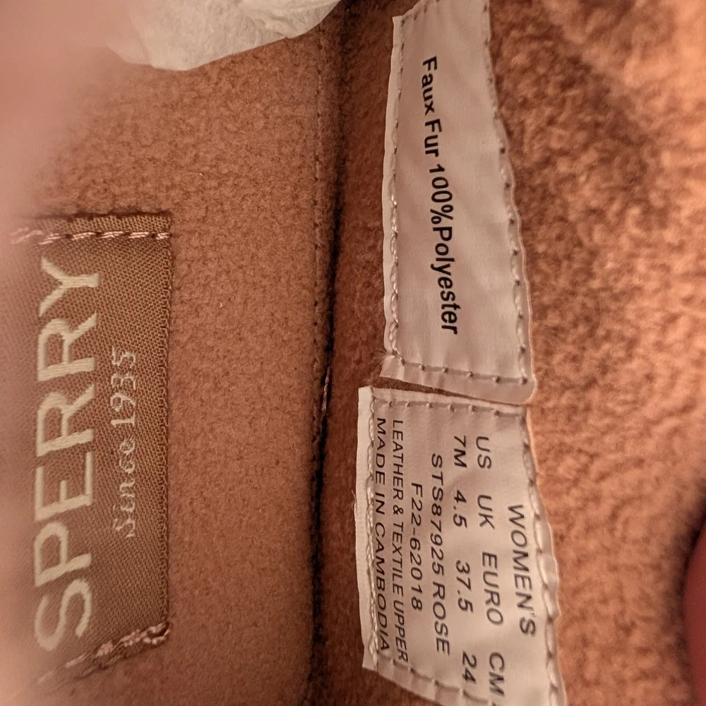 Sperry Women’s Moc-Sider Rose Leather Teddy Hybrid Boat Shoe M7 NIB - Picture 13 of 13
